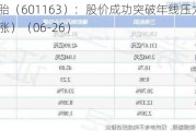 三角轮胎（601163）：股价成功突破年线压力位-后市看多（涨）（06-26）