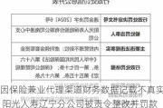 因保险兼业代理渠道财务数据记载不真实 阳光人寿辽宁分公司被责令整改并罚款10万元