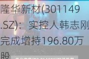 隆华新材(301149.SZ)：实控人韩志刚完成增持196.80万股