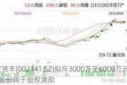 *ST贤丰(002141.SZ)拟斥3000万至6000万元回购股份用于股权激励