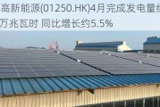 山高新能源(01250.HK)4月完成发电量约57.7万兆瓦时 同比增长约5.5%