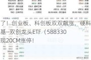 买爆了！创业板、科创板双双飙涨，硬科技宽基—双创龙头ETF（588330）再现20CM涨停！