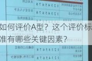 如何评价A型？这个评价标准有哪些关键因素？