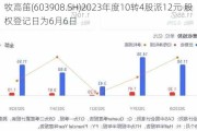 牧高笛(603908.SH)2023年度10转4股派12元 股权登记日为6月6日
