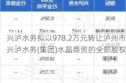 兴泸水务拟以978.2万元转让泸州市兴泸水务(集团)水晶商贸的全部股权