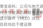 莱宝高科：公司与地方政府合作投资的微腔电子纸显示器件（MED）项目目前尚处于建设期