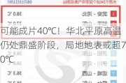 可能成片40℃！华北平原高温仍处鼎盛阶段，局地地表或超70℃