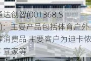 通达创智(001368.SZ)：主要产品包括体育户外等消费品 主要客户为迪卡侬、宜家等