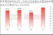 新希望(000876.SZ)：今年12月份预计运营场线肥猪成本可以降至14.2-14.3左右