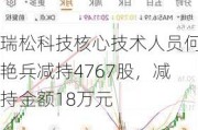 瑞松科技核心技术人员何艳兵减持4767股，减持金额18万元