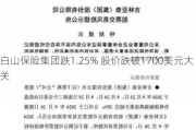 白山保险集团跌1.25% 股价跌破1700美元大关