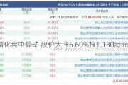 三和精化盘中异动 股价大涨6.60%报1.130港元