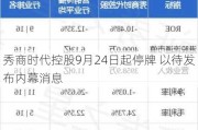 秀商时代控股9月24日起停牌 以待发布内幕消息