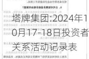 塔牌集团:2024年10月17-18日投资者关系活动记录表