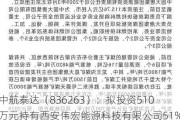 中航泰达（836263）：拟投资510万元持有西安伟宏能源科技有限公司51%的股权