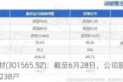 中仑新材(301565.SZ)：截至6月28日，公司股东总户数为38238户