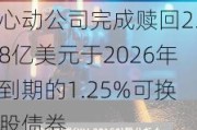 心动公司完成赎回2.8亿美元于2026年到期的1.25%可换股债券