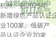 杭州：到2025年新增绿色产品认证企业100家，低碳产品认证企业20家