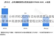 轨道交通：分析师称2025年目标铁路营业里程超过16万公里 其中高速铁路运营里程达到5万公里以上