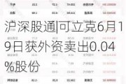 沪深股通|可立克6月19日获外资卖出0.04%股份