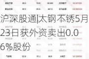 沪深股通|太钢不锈5月23日获外资卖出0.06%股份