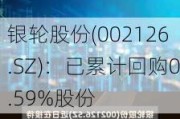 银轮股份(002126.SZ)：已累计回购0.59%股份