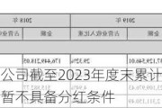 富春股份：公司截至2023年度末累计可供分配的利润为负值，暂不具备分红条件