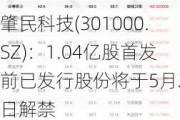 肇民科技(301000.SZ)：1.04亿股首发前已发行股份将于5月29日解禁