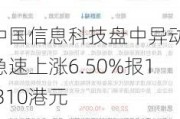 中国信息科技盘中异动 急速上涨6.50%报1.310港元