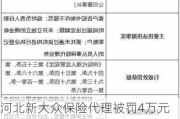 河北新大众保险代理被罚4万元：委托未通过该机构进行执业登记的人员从事保险代理业务等