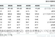 鹏鼎控股(002938.SZ)：6月合并营收21.17亿元 同比增长24.11%