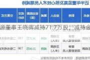 盛和***董事王晓晖减持71.7万股，减持金额590.81万元