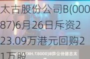 太古股份公司B(00087)6月26日斥资223.09万港元回购21万股