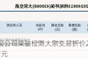 新三板创新层公司荣骏检测大宗交易折价29.8%，成交金额33.07万元