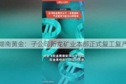 湖南黄金：子公司新龙矿业本部正式复工复产