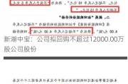 新湖中宝：公司拟回购不超过12000.00万股公司股份