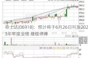 奇士达(06918)：预计将于6月26日刊发2023年年度业绩 继续停牌