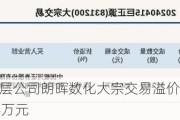 新三板创新层公司朗晖数化大宗交易溢价14.33%，成交金额164.64万元