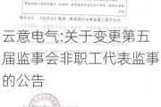 云意电气:关于变更第五届监事会非职工代表监事的公告