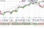 A股三大指数下跌，超3600股下跌，成交额不足5000亿创4年新低！股指期货窄幅震荡，IM主力合约跌0.37%