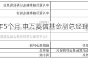 任职4年5个月 申万菱信基金副总经理周小波离任