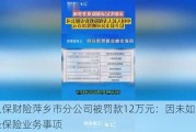 人保财险萍乡市分公司被罚款12万元：因未如实记录保险业务事项