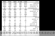 曼恩斯特:2024年9月5日投资者关系活动记录表