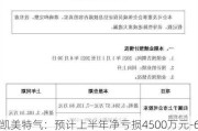 凯美特气：预计上半年净亏损4500万元-6600万元