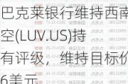 巴克莱银行维持西南航空(LUV.US)持有评级，维持目标价26美元