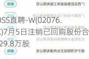 BOSS直聘-W(02076.HK)7月5日注销已回购股份合共29.8万股