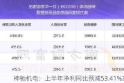 神驰机电：上半年净利同比预减53.41%左右