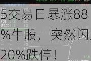 5交易日暴涨88%牛股，突然闪崩20%跌停！