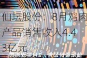 仙坛股份：8月鸡肉产品销售收入4.43亿元