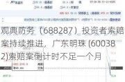 观典防务（688287）投资者索赔案持续推进，广东明珠 (600382)索赔案倒计时不足一个月